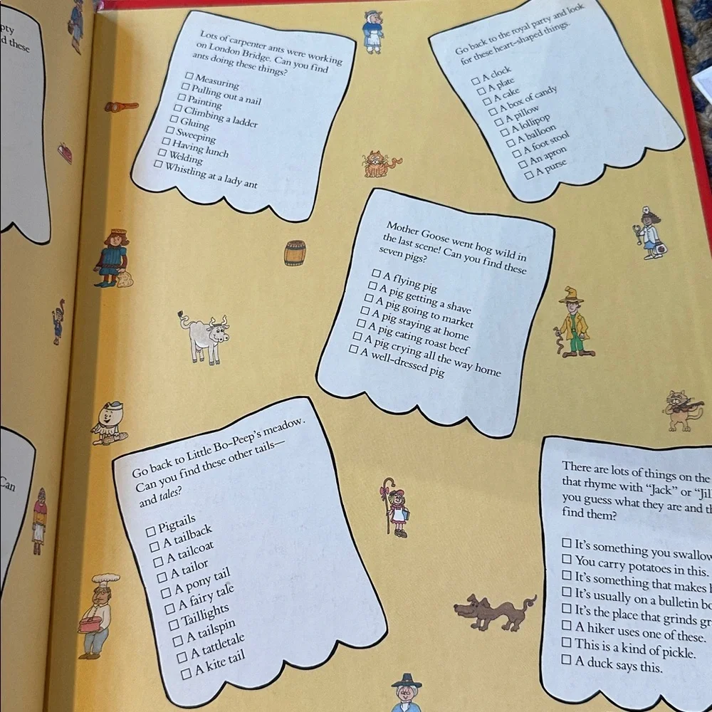 Vintage 1992 Look and Find Mother Goose Nursery Rhyme Hardcover Book